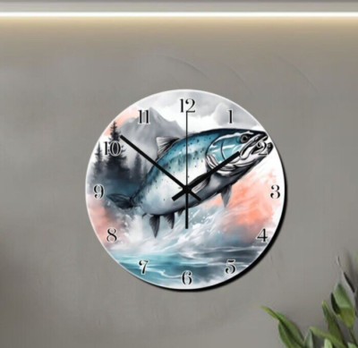Trout fishing Painting Art Wall Hanging Clock Time Piece Fly Fish the Big Lakes