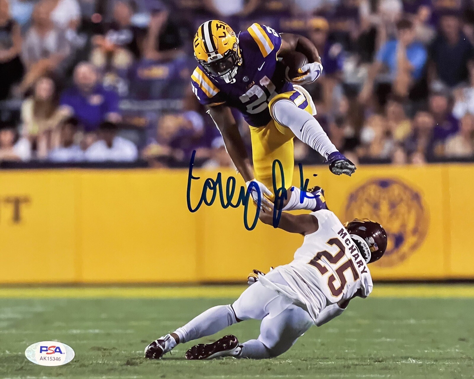 Corey Kiner Autographed Signed LSU Tigers 8x10 Photo PSA/DNA 