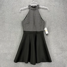 As U Wish Dress Womens Small Black Junior Sleeveless Halter Skater open back