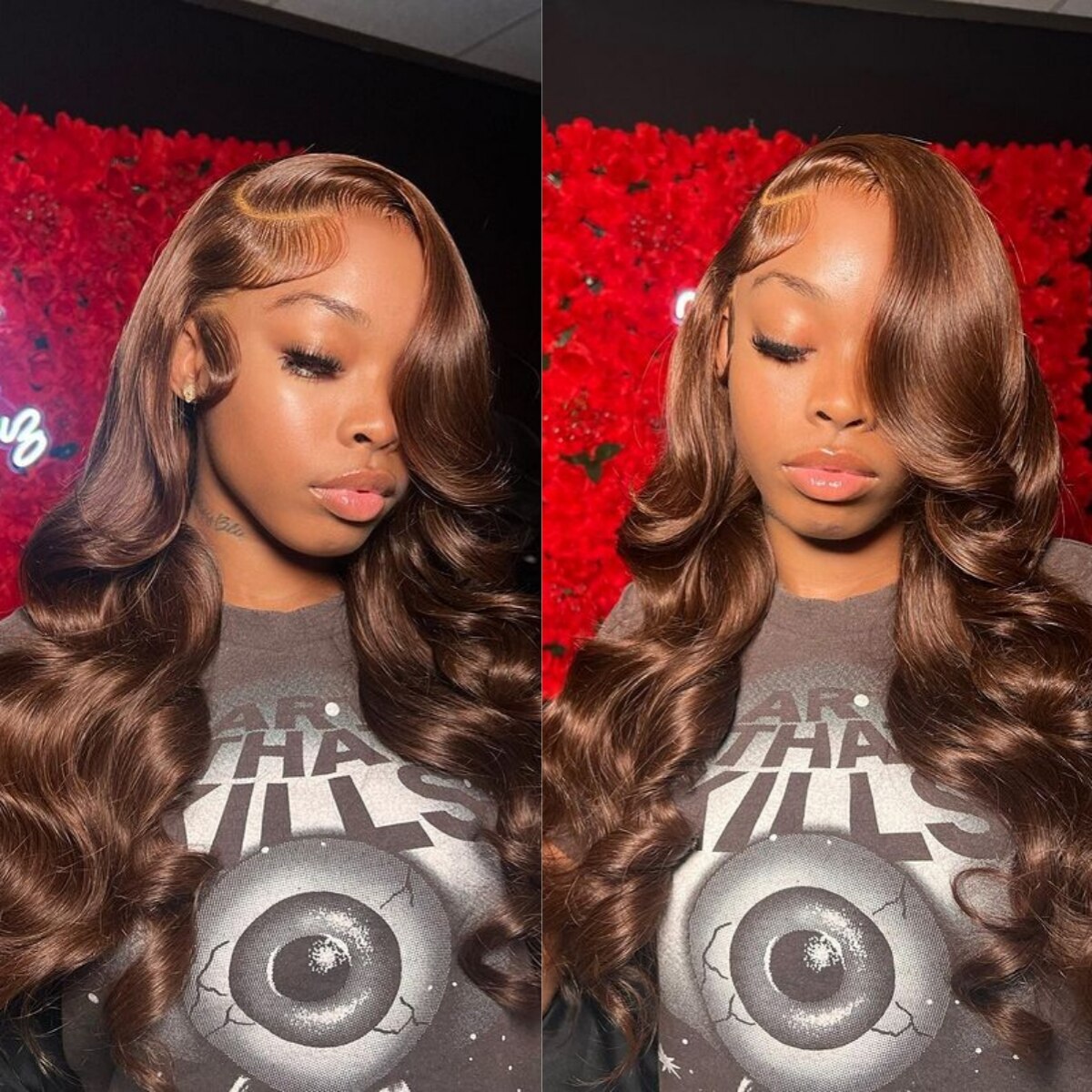 Brown Brazilian Body Wave Lace Front Wig Pre-Plucked with Baby Hair