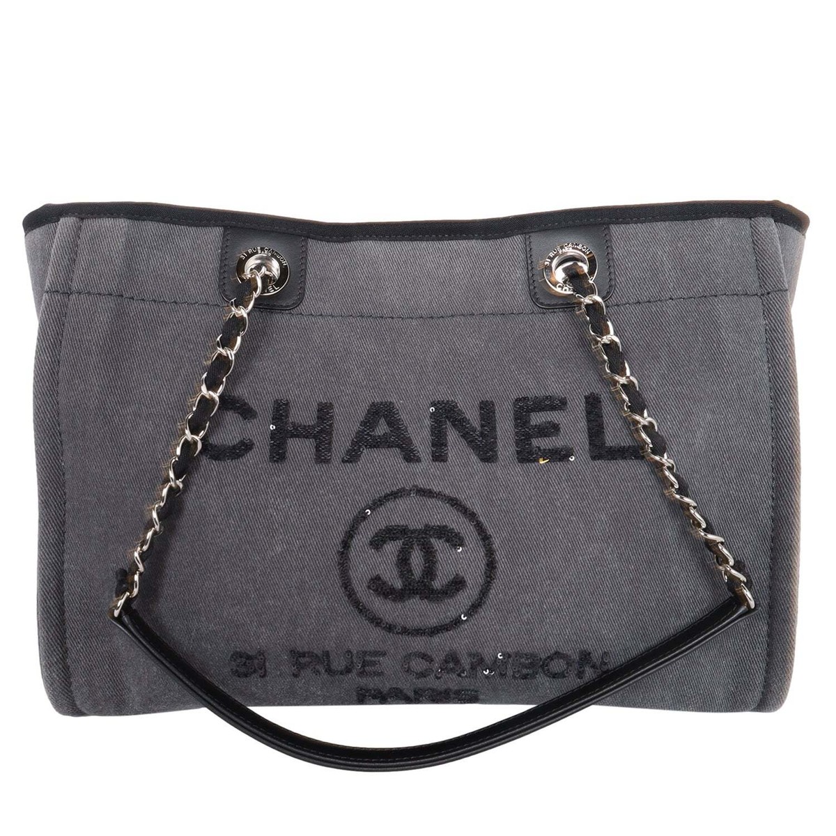 Chanel Deauville Medium Shopping Tote Black | eBay
