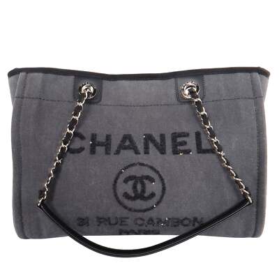 Chanel Deauville Medium Shopping Tote Black | eBay