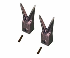 2 - Hensley Style Twin Tiger Rock Bucket Teeth w Roll Pins - X156WTL , P156