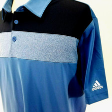 ADIDAS Golf Color Block Polo Blue UPF 50 Primegreen H43764 Men's XL 65 NEW 