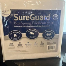 NEW SureGuard Split King Twin 8-11" Box Spring Encasement Zip Cover 39"x75"x8.5"