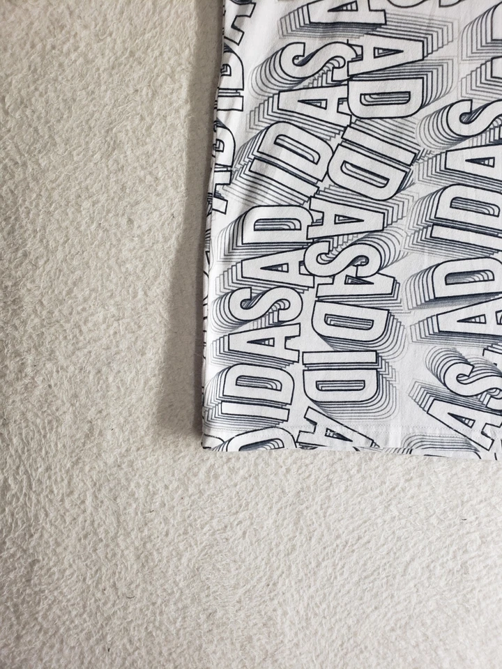 Adidas Boys Shirt 14/16 White Assorted Logo Cotton B Short Sleeve Crew Neck Tee - Image 4 of 4