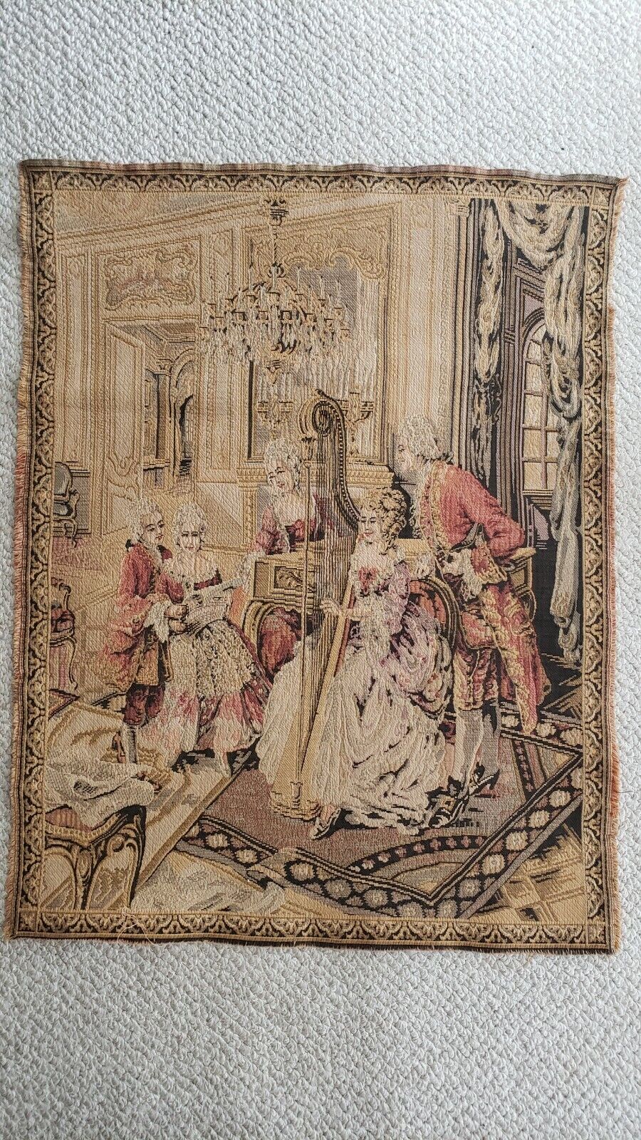 ANTIQUE HAND MADE TAPESTRY PARLOR SCENE, FRANCE!