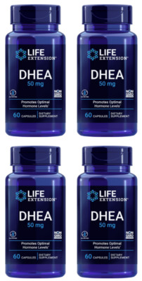4PCS Life Extension DHEA 50mg Optimal Hormone Levels Sexual Function Mood 60Caps