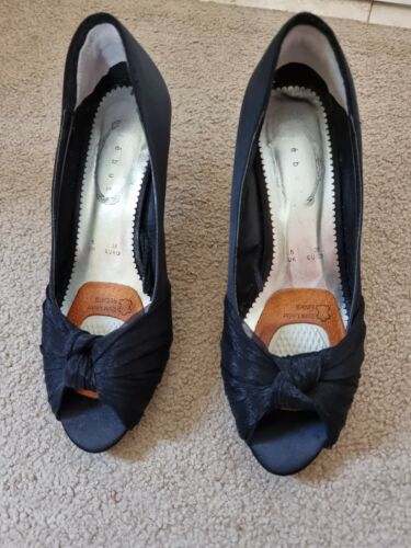 Satin Party Shoes Debut Black Ladies 38 Uk 5 Debenhams Designer Heels - Picture 1 of 10