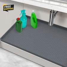 Under Sink Mat 28" X 22", Silicone under Kitchen Sink Mat, Waterproof under Sink