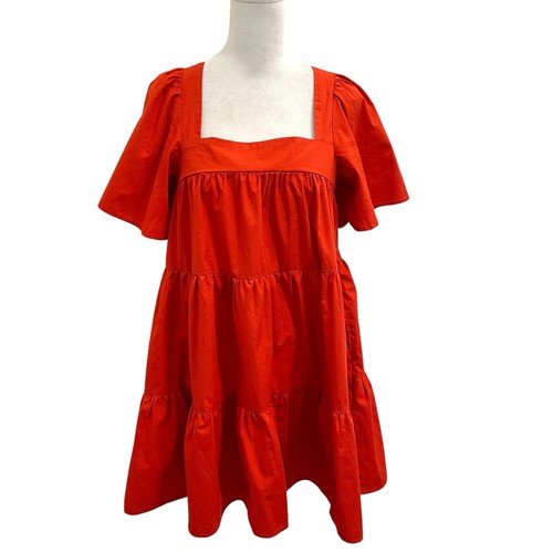 Abercrombie & Fitch Tiered Mini Babydoll Trapeze Dress Candy Red size XS Petite - 第 1/9 張圖片