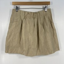 J Crew Charter Mini Skirt Linen Blend Khaki Tan Shimmer Pockets Womens Size 4
