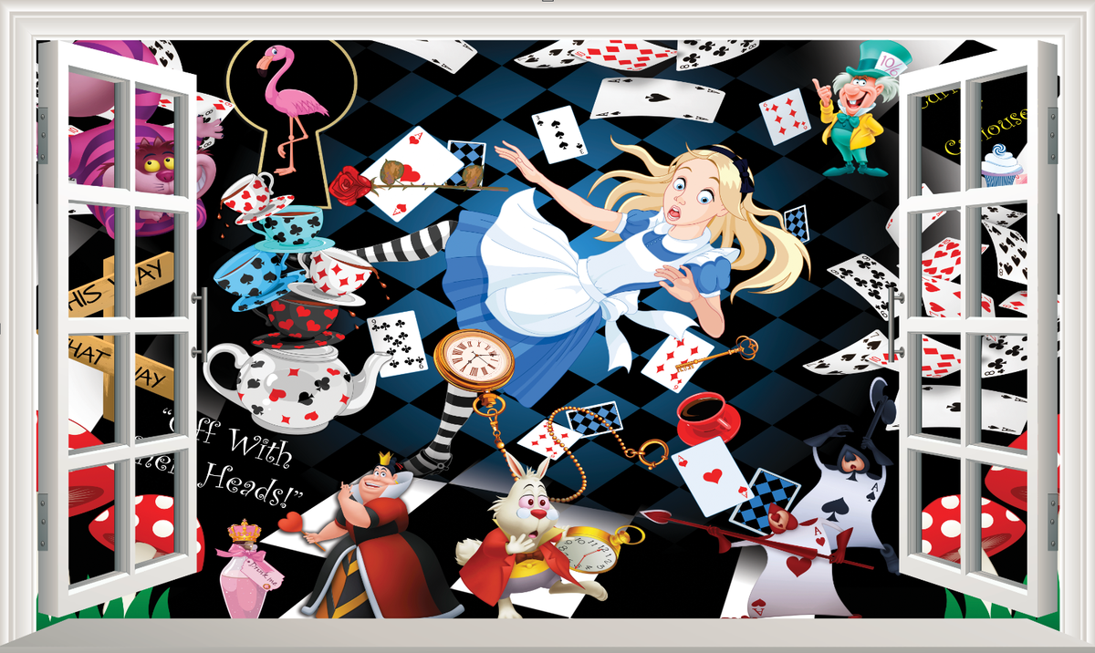 Alice Adventures in Wonderland 3D Magic Window Wall Art Self