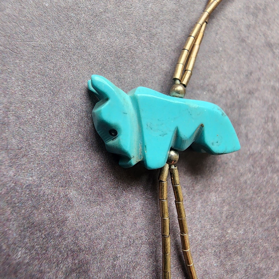 Vintage Liquid Silver Native American Little Necklace w/ Turquoise