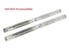 Pair Stainless Door Sill Scuff Plates Blue Decal For 1964-1968 Ford Mustang