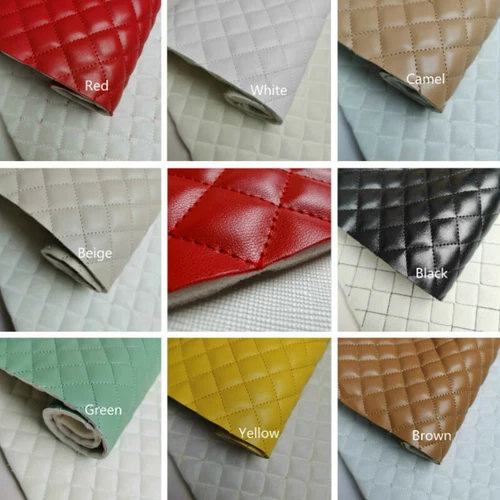 1 Yard Quilted PU Leather Car Upholstery Fabric Diamond Square Sewing Material - Picture 4 of 30