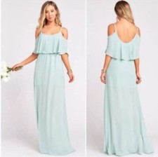 Show Me Your Mumu Caitlin Cold Shoulder Silver Sage Mint Maxi Dress Small