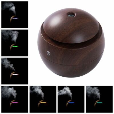 Amore Paris Aroma Diffuser ~ Brown Wood Grain ~ Color Changing ~ USB Powered