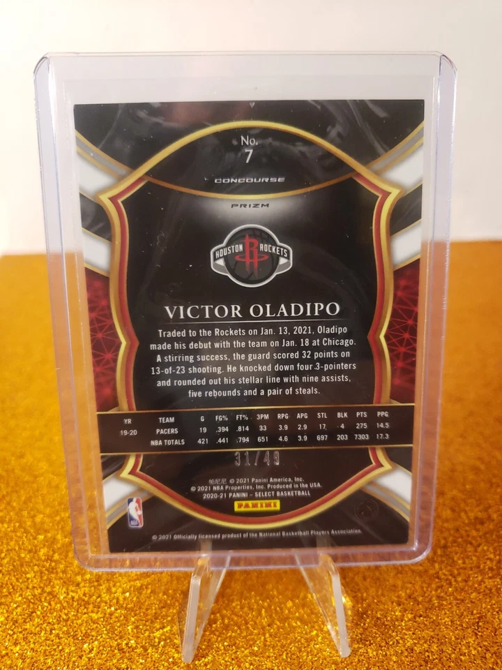 2020-21 Panini Select Concourse Red Disco Prizm /49 Victor Oladipo #7 - Image 2 of 2