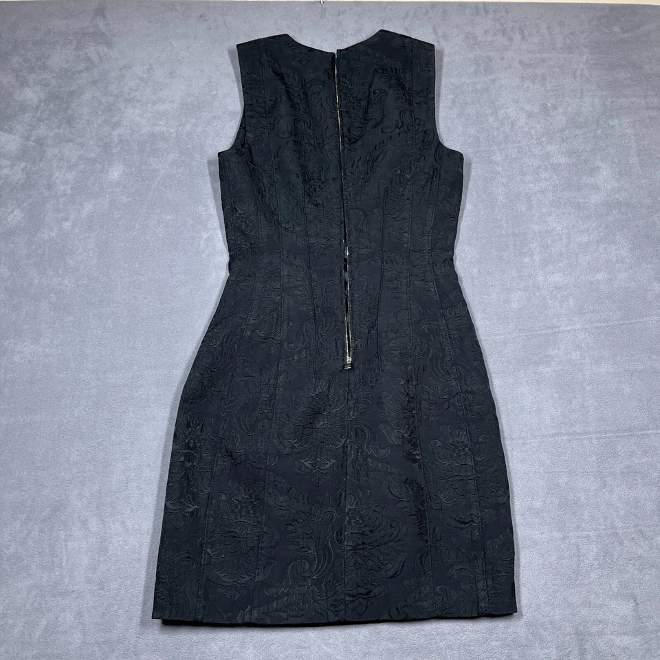 Vestido Theory Mujer 4 Negro Reloj de Arena Barroco Jacquard Mini Sin Mangas Texturizado Foto 2 de 4