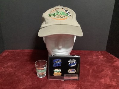 Chicagoland Speedway 2001 Inaugural Tropicana 400 Hat, Pin Set, Shot Glass