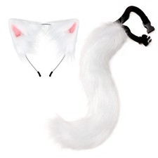 Cat Ears Headband Wolf Fox Tail Set Handmade Animal Cosplay Costume Faux Fur ...