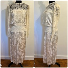 Vintage Jessica McClintock Dress Bridal Prairie Lace Wedding Fairy Size Size S