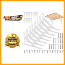 8 Supports Triangulaires Muraux en Fer Blanc, Robustes et Élégants, 150x95mm