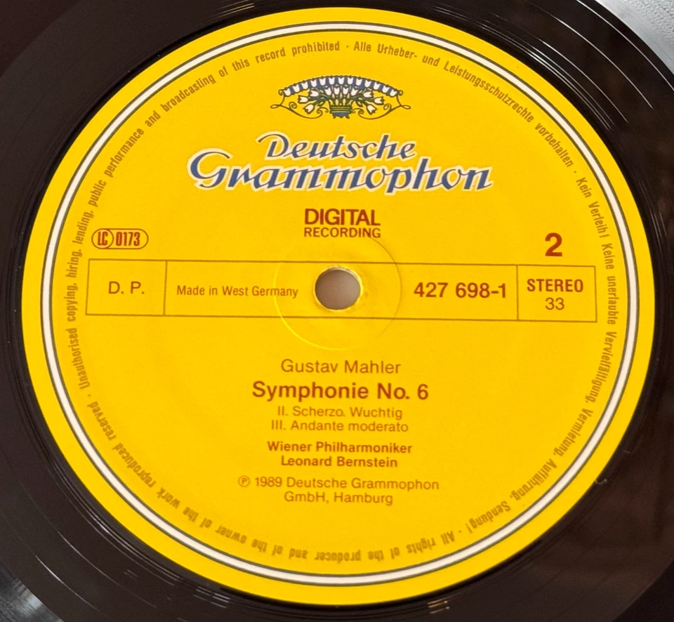 LEONARD BERNSTEIN Mahler Symphony No.6 1989 ED1 DGG DIGITAL 2LP BOX NM MINT - Image 4 of 4