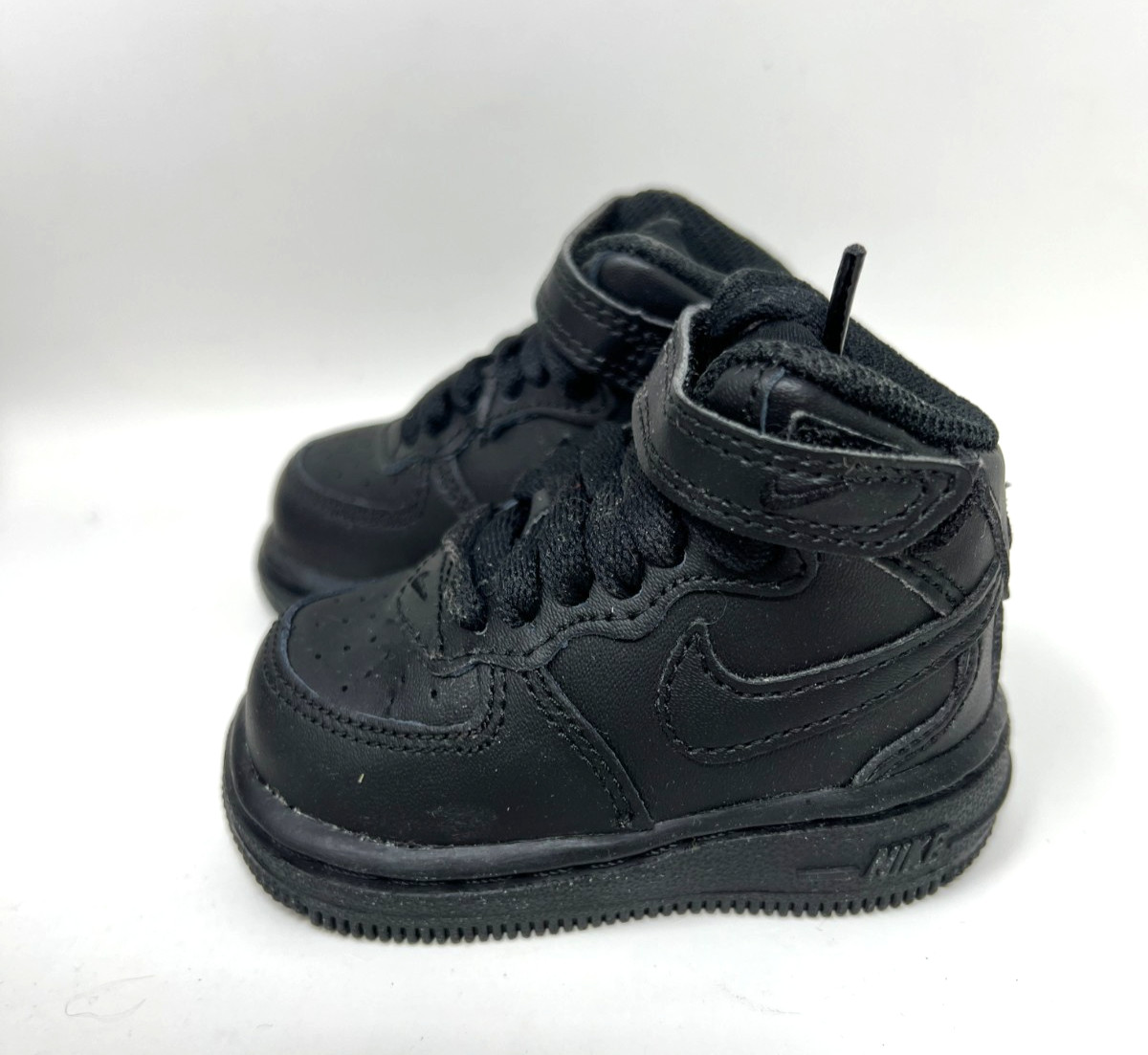 Nike Air Force 1 MID TD 2C Baby Shoe Triple Black Infant Sneaker 314197-004