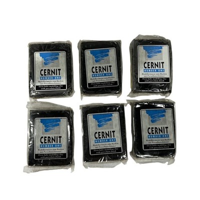 CERNIT Polymer Clay Black Lot Of 6 2.3oz 65g Oven Bake Modeling Clay Bulk