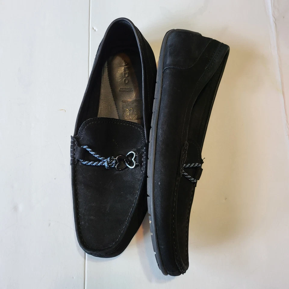 Aldo  Mens 11 Black Nautical Suede Driving Moccasins Loafers  - Image 2 of 4