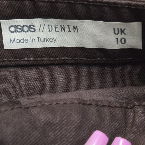 ASOS BROWN DENIM SKIRT 100% COTTON BUTTON FRONT WOMEN'S NWT - Picture 5 of 10