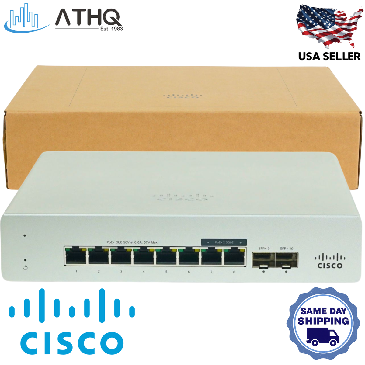 Cisco Meraki MS130-8X-HW 8-Port Gigabit PoE+ Switch 120W Cloud