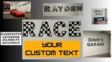 Custom Wall Sign Letters –Racing Checkered Flag Font Sign- Decor 2 letter pack