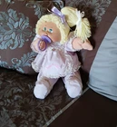 HTF Vtg Cabbage Patch Doll Paci SIDE PONY Blonde GREEN Eyes OK Tag READ DESCRIPT