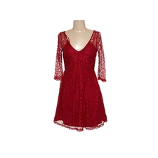 Jessica Simpson Red Lace Midi Dress