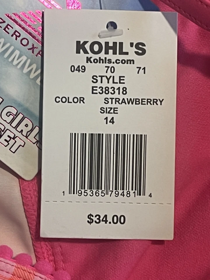 Conjunto de maiô ZeroXposur 3 peças meninas tamanho 14 rosa saia tankini calcinha de biquíni - Imagem 4 de 4