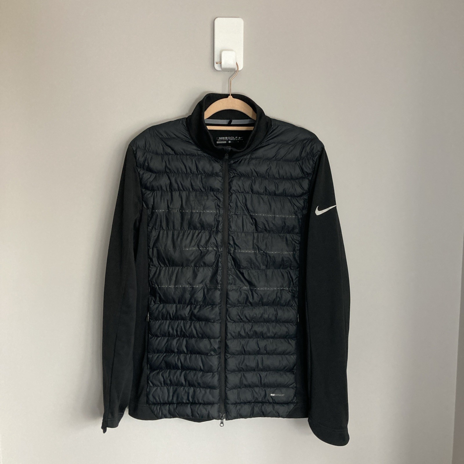 Nike Golf Aeroloft Jacket Mens Large Black Full Zip Longsleeve Puffer Running