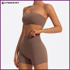 Ctenkevet Two Piece Fitness Sports Set Women Workout Yoga Outfit Strapless