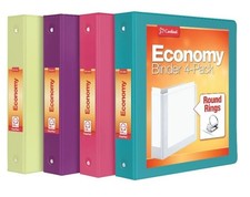 Cardinal Economy 3 Ring Binder, 1 Inch, Assorted Bright Colors, 4 Pack 79553 