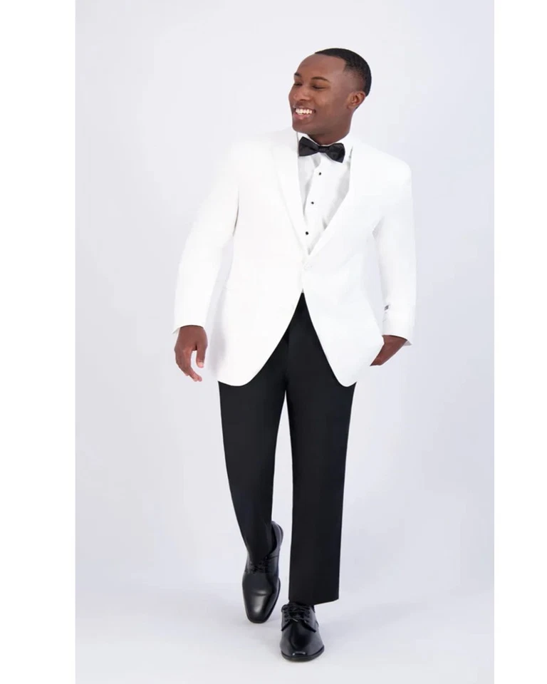 Men's White 2 Button Notch Tuxedo Jacket - Image 3 of 3