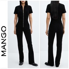 NWT MNG by MANGO  SZ XXS - 0  Black Corduroy Zip Front Slim Jumpsuit