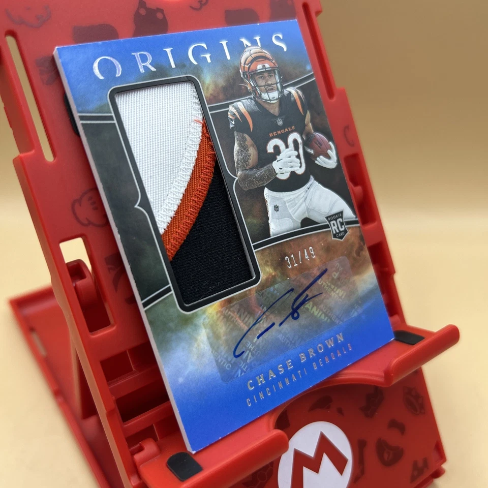 2023 Origins- Chase Brown Jumbo Rookie Patch Auto RPA Bengals RC #RJJA-CB 31/49 - Image 2 of 4