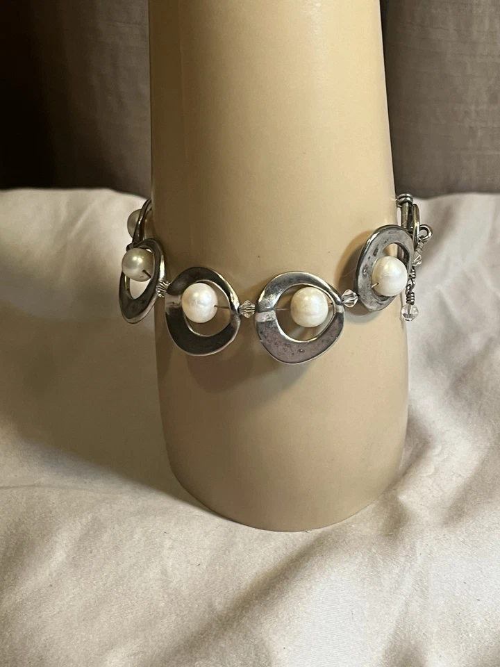 Nina Punzi Pewter 水晶和正品珍珠手链 — 第 4/4 张图片