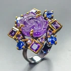Gemstone Natural Amethyst Ring 925 Sterling Silver Size 8.5 /R459948