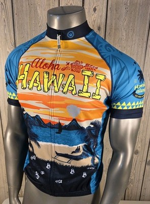 Canari Go Ride Hawaii Cycling Jersey Mens Large Aloha Paradise Pacific Shirt 