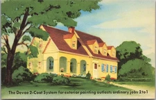DEVOE PAINTS Advertising Postcard "The Devoe 2-Coat System" c1950s /  Unused