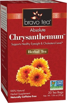 Bravo Tea Chrysanthemum Herbal Tea Supplement Caffeine Free Tea Bags 20 Count