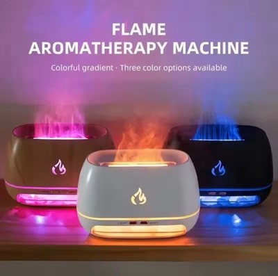 New Himalayan Crystal Salt Stone Aroma Air Humidifiers 3D Flame Fire Colorful Ni